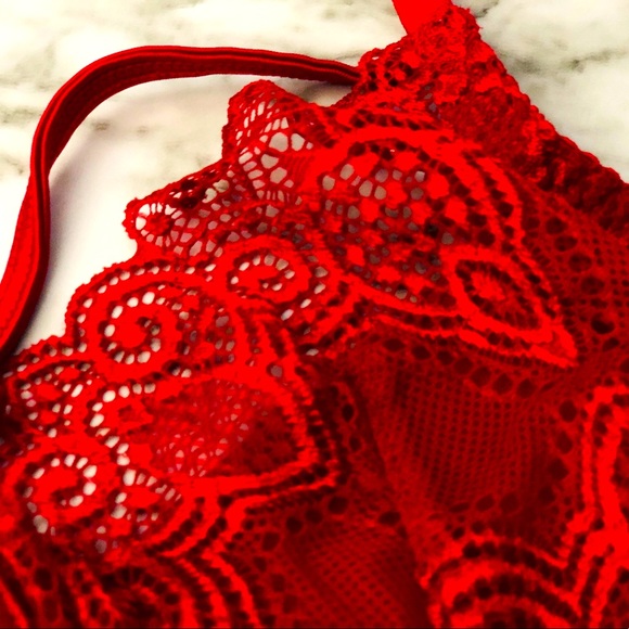 NWT - Aisling Reine - Harmony in Red - lace and mesh bra (with choker) - Picture 5 of 8